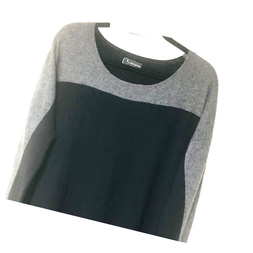Bloomingdale's Cashmere Sweater Black‎ Gray Color Block Preppy Old MoneyMen's XL